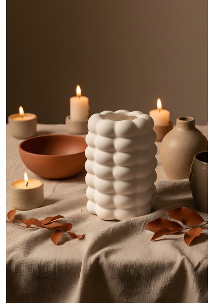 Beton Dekoratif Obje Biblo Bohem Vazo – Modern Tasarım 10 x 17