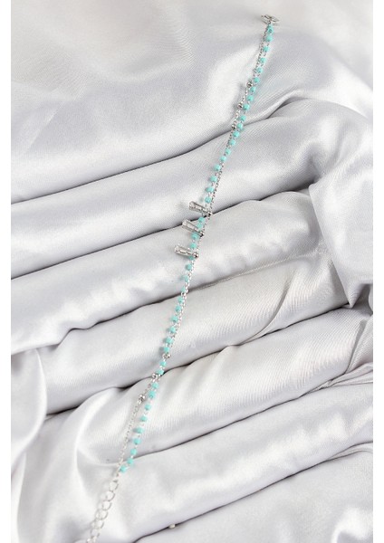 Pirinç Zirkon Taşlı Mavi Boncuklu Model Gümüş Renk Kadın Bileklik fiyatları