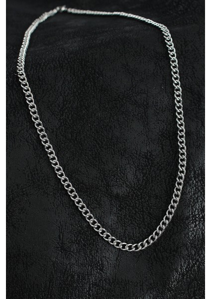 316L Çelik Klasik Oval Zincir Model Gümüş Renk Erkek Kolye