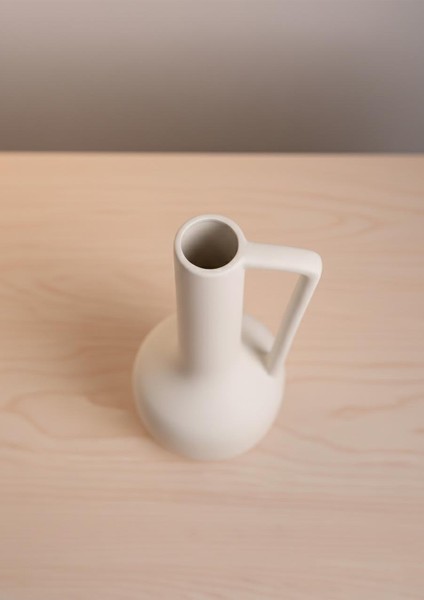 Fiona Seramik Vazo Kulplu, Beyaz 25 cm modelleri