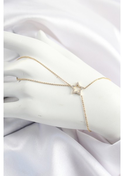 Pirinç Gold Renk Zirkon Taşlı Yıldız Model Şahmeran