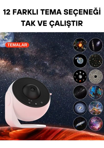 4K Hd Galaxy Projeksiyon 12 Farklı Tema Döngü Seçenekli Işık Projeksiyonu Planetarium Projektör fiyatları