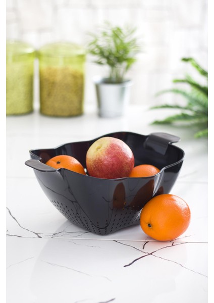 sky akrilik siyah makarna süzgeçi & sebze meyve süzgeçi siyah (32 * 23 cm)