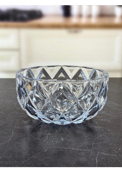 Cam Derin Model Kristal Kase Şeffaf 24 Cm