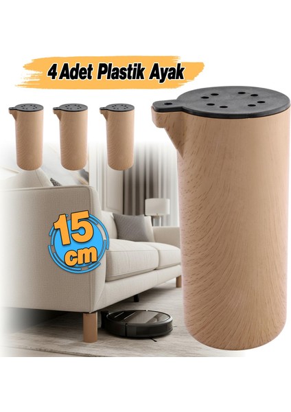 Mobilya Kanepe Koltuk Yatak Baza Yükseltme Ayağı Ayakları Plastik Kubik Kayın Beji 15 cm fiyatları