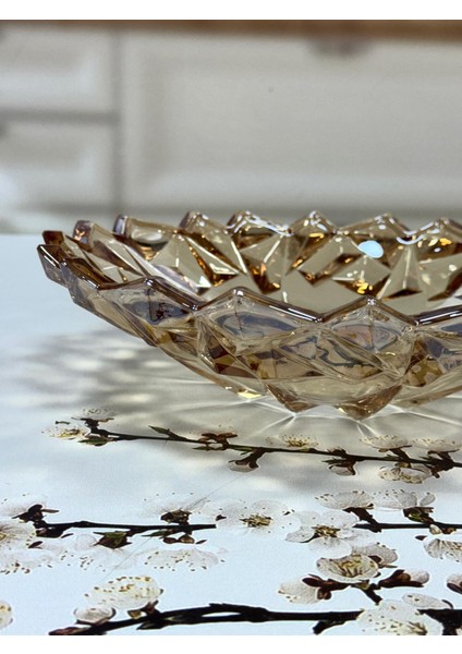 Cam Geniş Model Dekoratif Cam Kase Bal Rengi 32 Cm modelleri