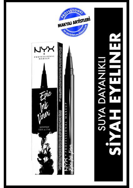 Nyx Epic Ink Liner Liner & Maybelline Super Lock Super Lock Kaş Sabitleyici Maskara Seti & Sky High Cosmic Mini Maskara Hediyeli fiyatları