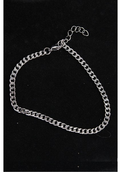 316L Çelik İnce Klasik Model Gümüş Renk Erkek Bileklik