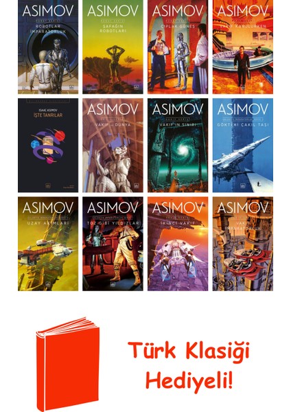 Isaac Asimov 12 Kitap Seti + Türk Klasiği Hediye