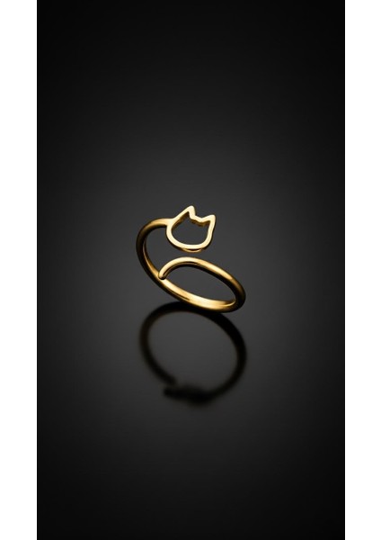 Sarmal Kedi Gümüş Yüzük (Gold)