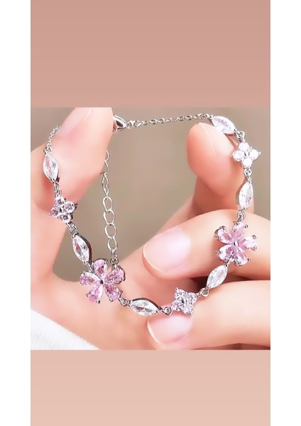 Beş Yaprak Yonca Pembe Çelik Kaplama Bileklik fırsatları