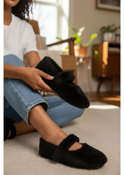 Peluş Kadın Ev Babeti Tüylü Yumuşak Taban Panduf