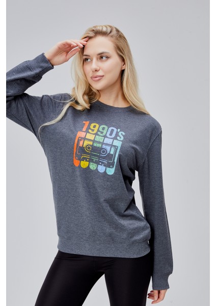 Mooncover Kadın Baskılı Sweatshirt - Karmelanj