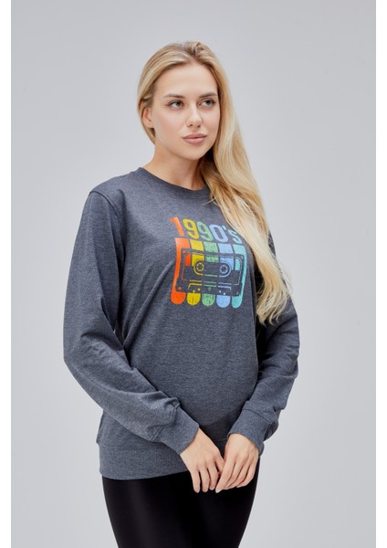 Mooncover Kadın Baskılı Sweatshirt - Karmelanj