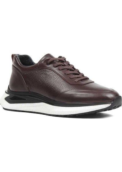 Erkek Kahverengi Bağcıklı Kalın Tabanlı Deri Sneaker modelleri