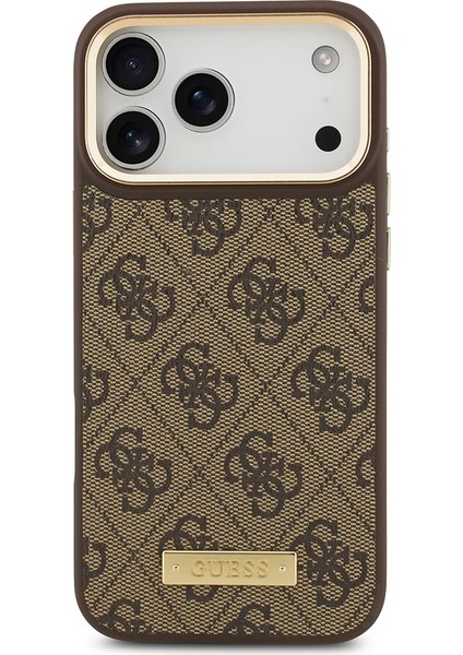 iPhone 17 Pro Max Kılıf Guess Lisanslı M-Safeli 4g Desenli Pu Metal Plaka Klasik Logolu Kahverengi fiyatları