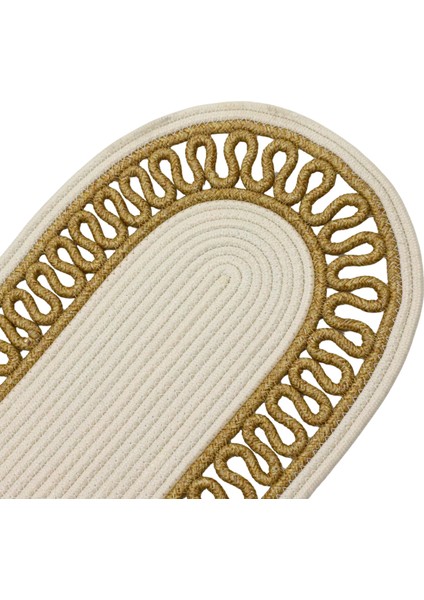 Jutty Hasır Görünümlü Jüt Dokuma Krem Natural Oval Dekoratif Masa Runnerı 35X135 cm Mutfak Salon fiyatları