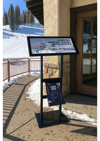 3xa4 Vista Broşürlüklü Reklam ve Menü Panosu Siyah Renk 21X63 Restoran Panosu fiyatları