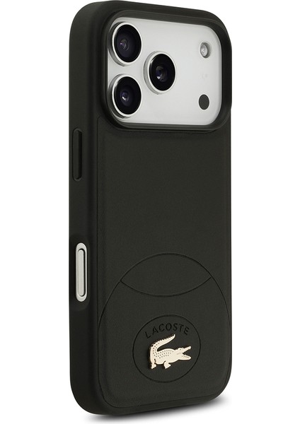 iPhone 17 Pro Uyumlu Kılıf Lacoste Lisanslı M-Safe Şarj Özellikli Pu Deri Metal Logolu Kapak Siyah fiyatları