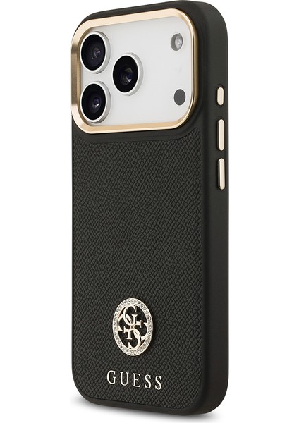 iPhone 17 Pro Uyumlu Kılıf Guess Lisanslı M-Safeli Grained Yazı ve Taşlı 4g Logolu Kapak Siyah fiyatları