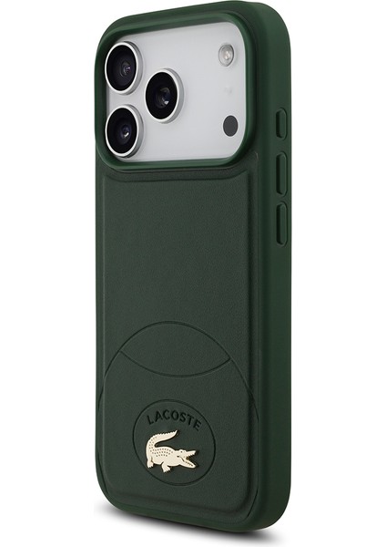 iPhone 17 Pro Uyumlu Kılıf Lacoste Lisanslı M-Safe Şarj Özellikli Pu Deri Metal Logolu Kapak Yeşil fiyatları