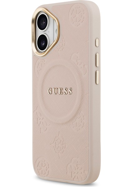 iPhone 17 Uyumlu Kılıf Guess Lisanslı M-Safeli Sıcak Baskılı Yazı Logolu Pu Deri Peony Kapak Pembe fiyatları
