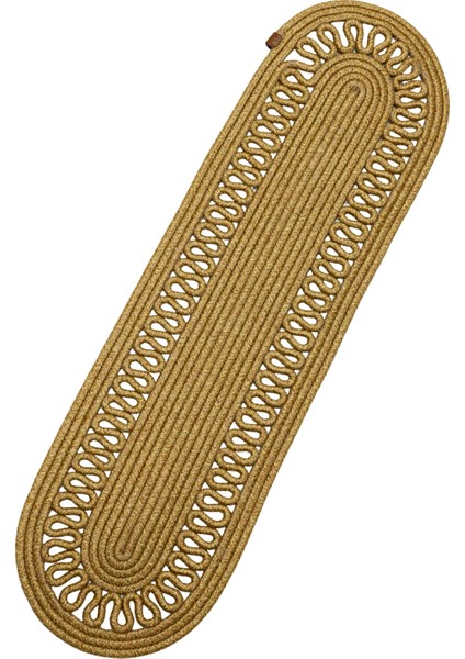 Jutty Hasır Görünümlü Jüt Dokuma Oval Natural Örgü Dekoratif Runner 25X90CM Mutfak Salon Masa Örtüsü