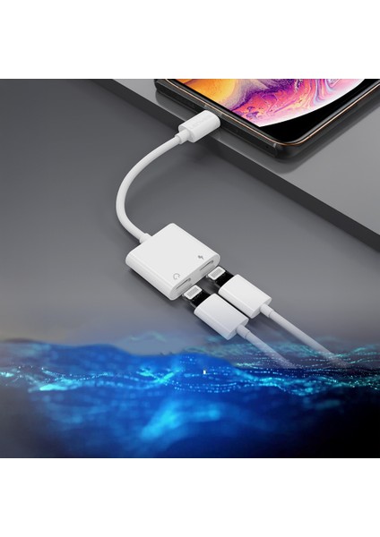 AX92 Lightning To Lightning 2in1 Şarj ve Kulaklık Dönüştürücü Adaptör Beyaz fiyatları