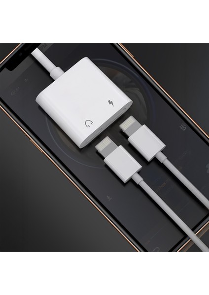 AX92 Lightning To Lightning 2in1 Şarj ve Kulaklık Dönüştürücü Adaptör Beyaz indirimleri
