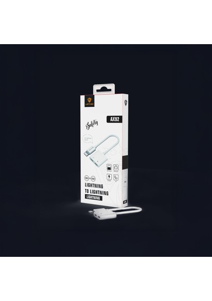 AX92 Lightning To Lightning 2in1 Şarj ve Kulaklık Dönüştürücü Adaptör Beyaz