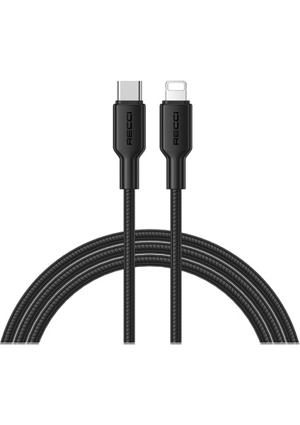 RS46CL Type-C To Lightning Pd 30W Hızlı Şarj Özellikli Data ve Şarj Kablosu 1.2m Siyah