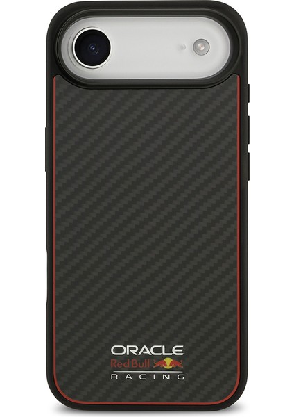 iPhone 17 Air Kılıf Redbull Lisanslı M-Safeli Karbon Fiber Parlayan Logolu Kevlar Kapak Siyah modelleri