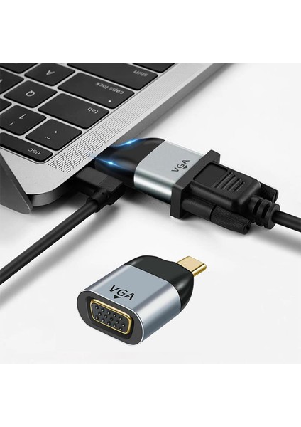 Type C To VGA Görüntü Type-C VGA Mini Çevirici Dönüştürücü Adaptör fırsatları