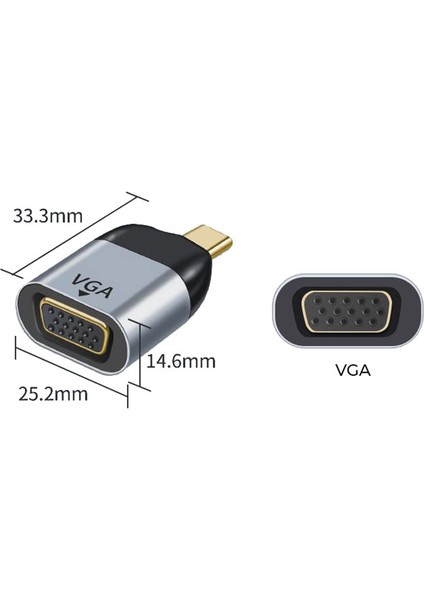 Type C To VGA Görüntü Type-C VGA Mini Çevirici Dönüştürücü Adaptör indirimleri