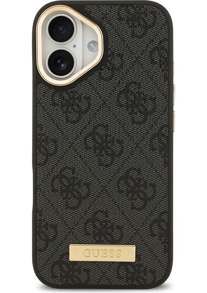 iPhone 17 Uyumlu Kılıf Guess Lisanslı M-Safeli 4g Desenli Pu Metal Plaka Klasik Logolu Kapak Siyah modelleri