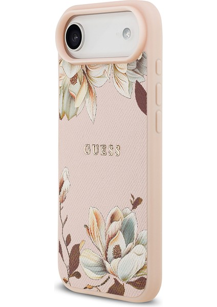 iPhone 17 Air Uyumlu Kılıf Guess Lisanslı M-Safeli Taneli Çiçek Tasarımlı Metal Yazı Logolu Pembe fiyatları