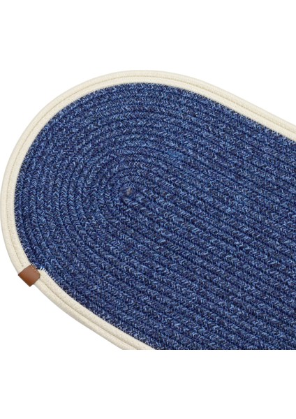 Jutty Hasır Görünümlü Jüt Dokuma Lacivert Krem Oval Dekoratif Masa Runnerı 35X135 cm Mutfak Salon fiyatları