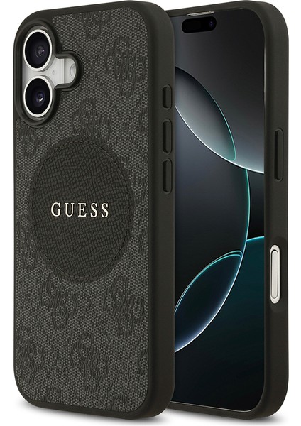iPhone 17 Uyumlu Kılıf Guess Orjinal Lisanslı M-Safeli Yazı Logolu Circle Classic Kapak Siyah
