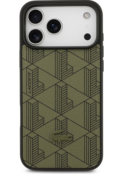 iPhone 17 Pro Max Kılıf Lacoste Lisanslı M-Safeli Pu Deri Kartlıklı Karışık Monogram Desenli Yeşil modelleri