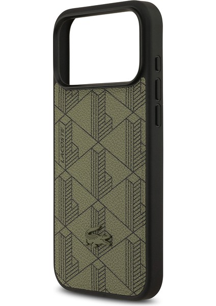 iPhone 17 Pro Max Kılıf Lacoste Lisanslı M-Safeli Pu Deri Kartlıklı Karışık Monogram Desenli Yeşil indirimleri