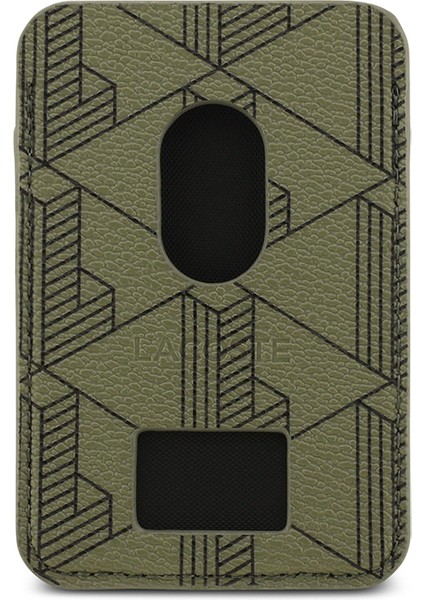 iPhone 17 Pro Max Kılıf Lacoste Lisanslı M-Safeli Pu Deri Kartlıklı Karışık Monogram Desenli Yeşil