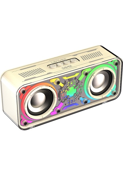 S842 Rgb LED Işıklı Tws Bluetooth Hoparlör V5.3 18W Bej fiyatları