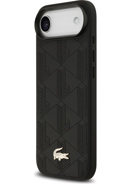 iPhone 17 Air Uyumlu Kılıf Lacoste Lisanslı M-Safeli Pu Deri Karışık Monogram Desenli Kapak Siyah fırsatları