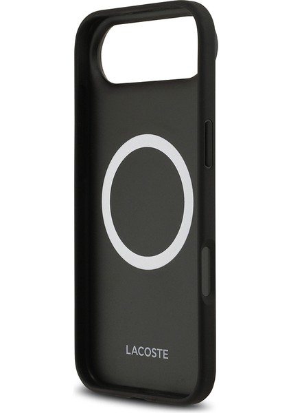 iPhone 17 Air Uyumlu Kılıf Lacoste Lisanslı M-Safeli Pu Deri Karışık Monogram Desenli Kapak Siyah