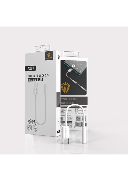 AX91 Type-C To 3.5mm Hi-Fi Aux Çevirici Ses Adaptörü Beyaz fiyatları