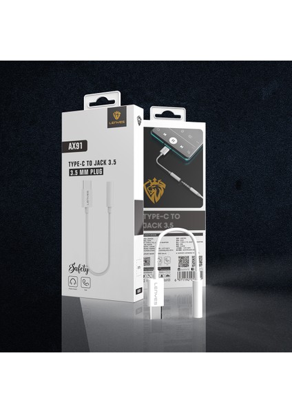 AX91 Type-C To 3.5mm Hi-Fi Aux Çevirici Ses Adaptörü Beyaz fırsatları