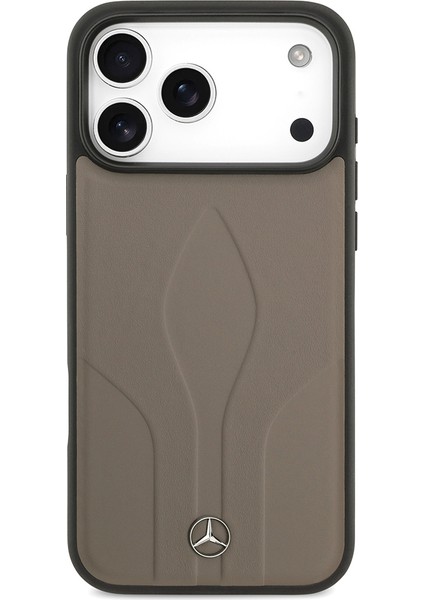 iPhone 17 Pro Max Uyumlu Kılıf Mercedes Benz Lisanslı M-Safeli Dokulu Desenli Deri Kapak Kahverengi modelleri
