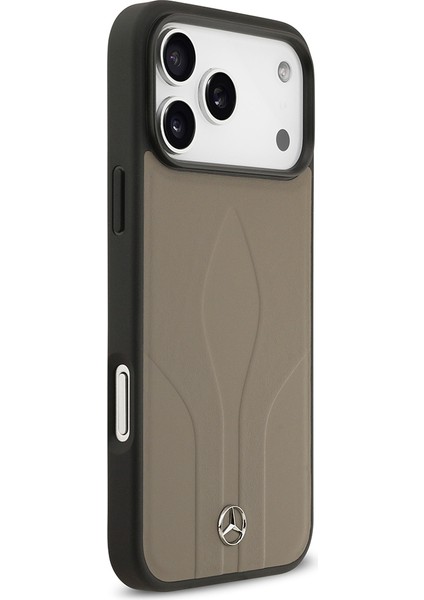 iPhone 17 Pro Max Uyumlu Kılıf Mercedes Benz Lisanslı M-Safeli Dokulu Desenli Deri Kapak Kahverengi fırsatları