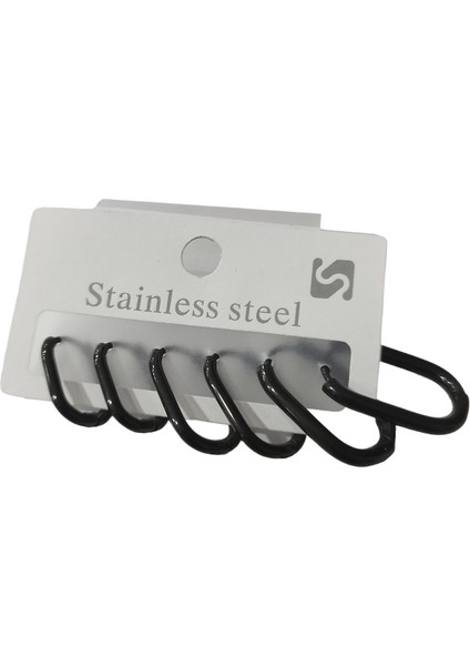 Kadın Çelik 3 Çift Küpe Siyah Renk fırsatları