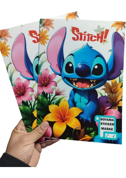 Stıtch Boyama Kitabı | 8 Sayfa 16 Boyama Bölümü | Sticker Sayfası ve Maske Dahil | 1 Adet